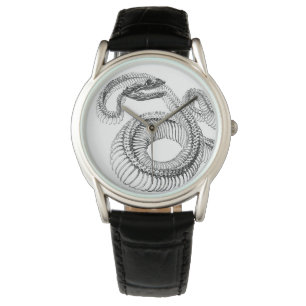 MONTRE SQUELETTE NOIR ET BLANC DE SERPENT