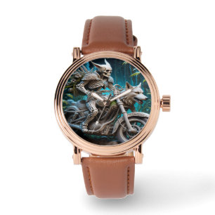 Montre squelette sur un hélico monté avec une tête de lou