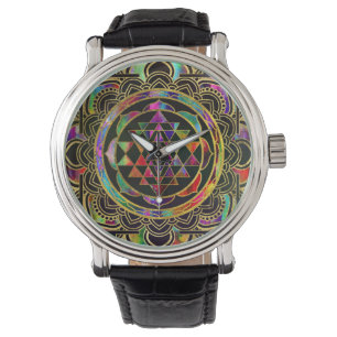 Montre Sri encadré par or coloré Yantra Sri Chakra