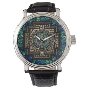 Montre Sri Yantra/marbre et or de Sri Chakra