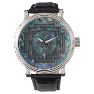 Montre Sri Yantra / Sri Chakra Abalone Shell et Argent