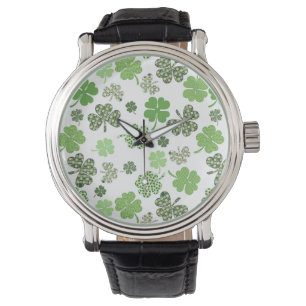 Montre St Patrick Irlandais Shamrock Clover Green