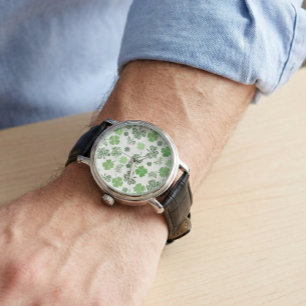 Montre St Patrick Irlandais Shamrock Clover Green