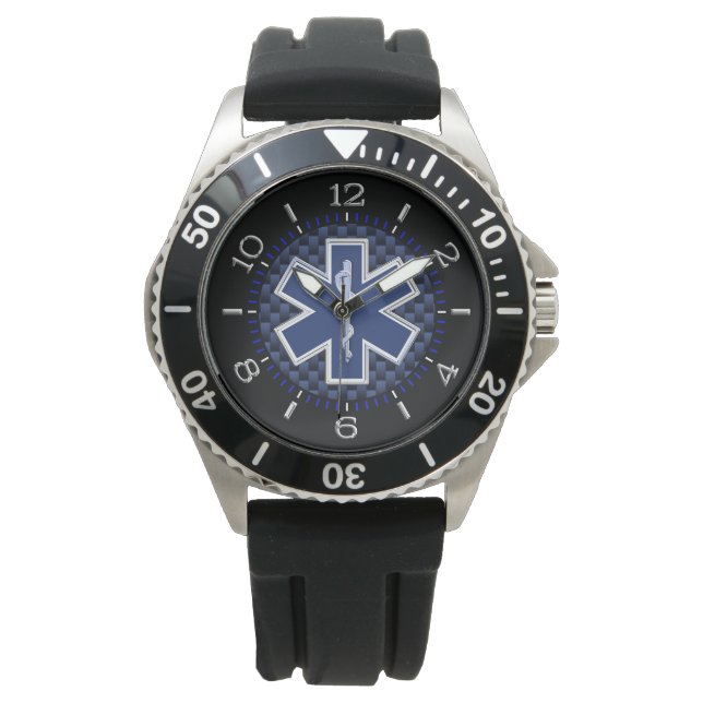 Montre Star of Life Paramedic Watch Marine Carbon Style (devant)