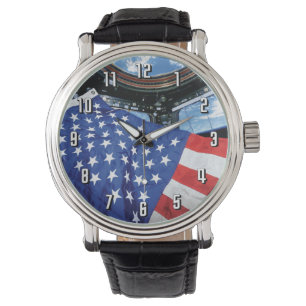 Montre Station spatiale American Flag Earth Orbit