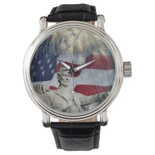 Montre Statue de Lincoln et drapeau américain avec feux d