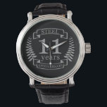 Montre Steel Eleventh wedding anniversary 11 ans<br><div class="desc">Un design pour célébrer 11 ans de mariage. Ce design a un design couleur gris (acier) sur un arrière - plan noir. L'acier est le cadeau traditionnel pour cette occasion. Le texte dit acier 11 ans anniversaire. Un design romantique pour célébrer votre 11e année de mariage. Si vous voulez de...</div>
