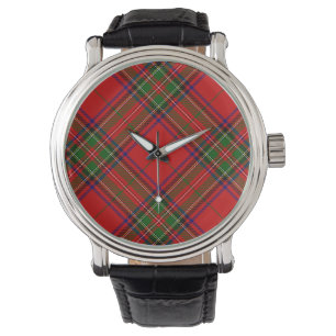 Montre Stewart / Stuart tartan rouge vert plaid