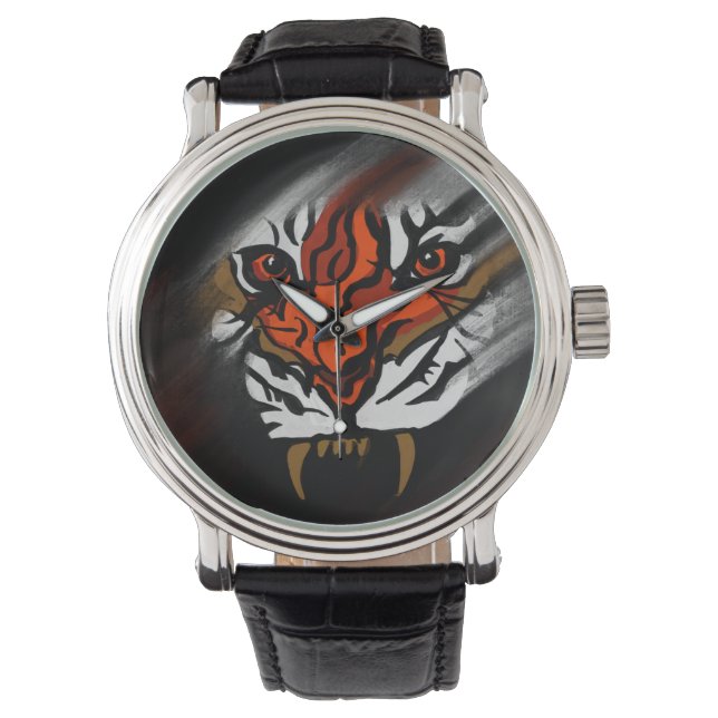 MONTRE STRIPES ORANGE ET NOIR (devant)