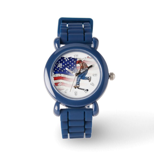 Montre Stunt Scooter Rider et US Flag (Recto)