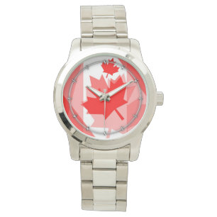 Montre Style canadien Feuille d'érable rouge en couches C