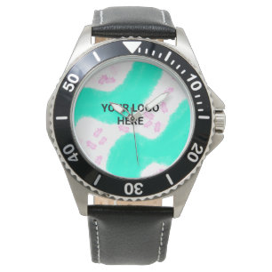 Montre STYLE DE TEXTE MINIMAL SIMPLE CADEAU vert aquarell