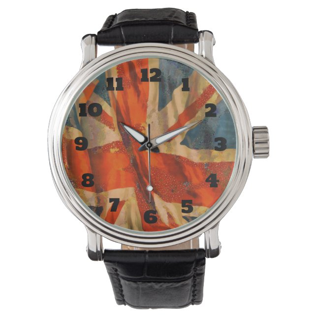 Montre Style Grunge Union Jack Drapeau britannique (devant)