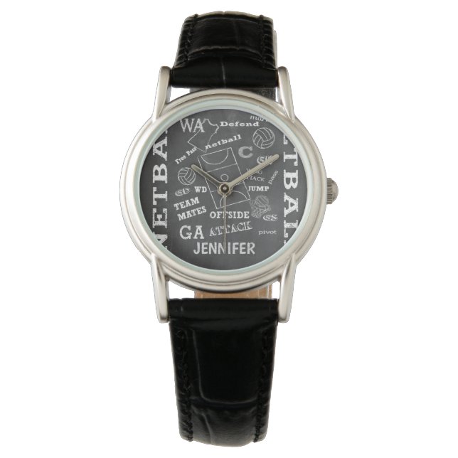 Montre Style Netball Chalkboard personnalisé (devant)