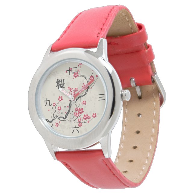 Montre Style oriental Sakura Cherry Blossom Art (Incliné)