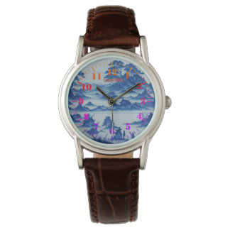 Montre Style Porcelaine Bleue Diaporama personnalisé