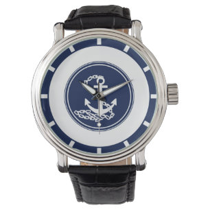 Montre Style Sportif Avec Ancre Couleurs Nautiques