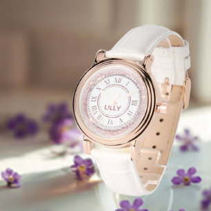 Montre Stylish Rose Mandela Girly Monogramme Nom