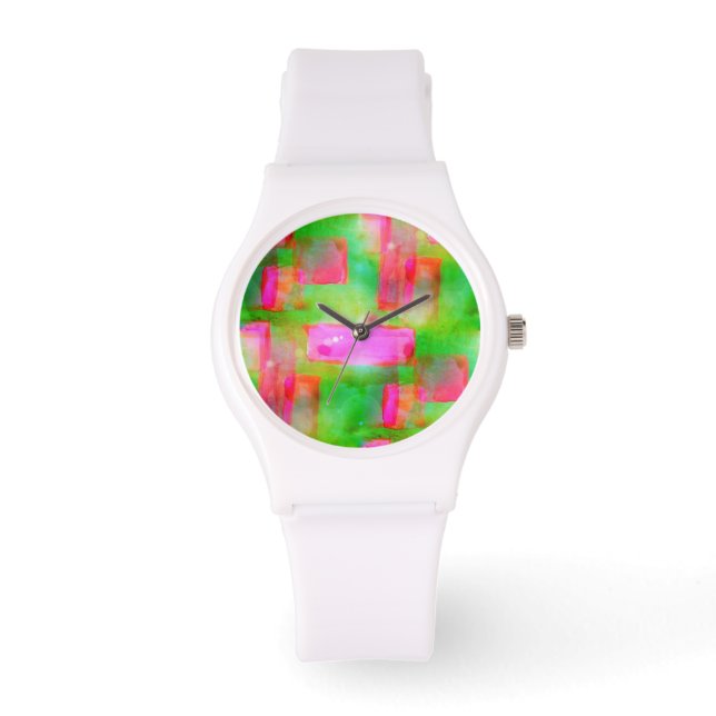 Montre Sunlight abstract painted yellow, rose (Recto)