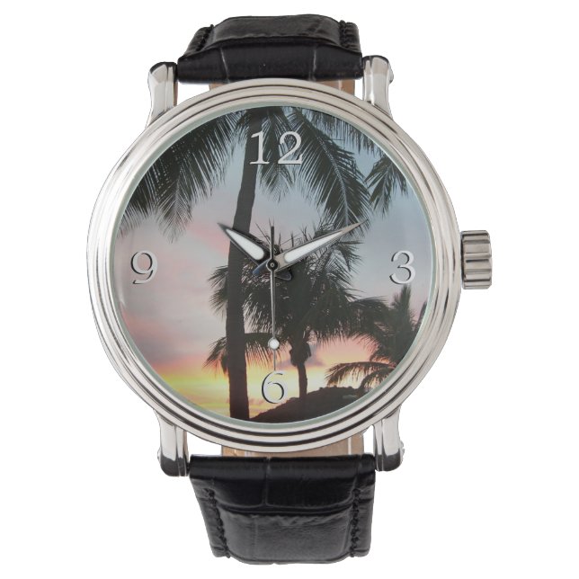 Montre Sunset Palms Tropical Paysage Photographie (devant)