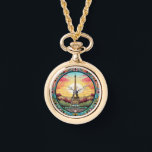 Montre Sunset Paris Tour Eiffel Paris Français Floral<br><div class="desc">Sunset Paris Tour Eiffel Paris France Floral Watches présente un coucher de soleil de style art déco avec la Tour Eiffel dans un cadre fleuri et audacieux. Créé par Evco Studio www.zazzle.com/store/evcostudio</div>