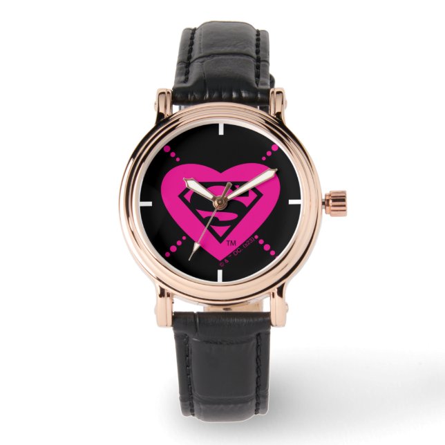 Montre Supergirl Hearts Motif diagonal (Recto)