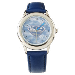 Montre Superman S-Shield Logo de la ville bleu clair