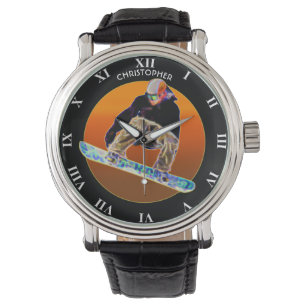 Montre Surf des neiges rougeoyant psychédélique de