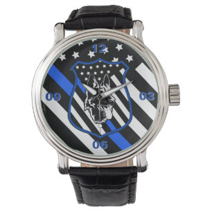 Montre Surveillance de la ligne bleue du chien de police