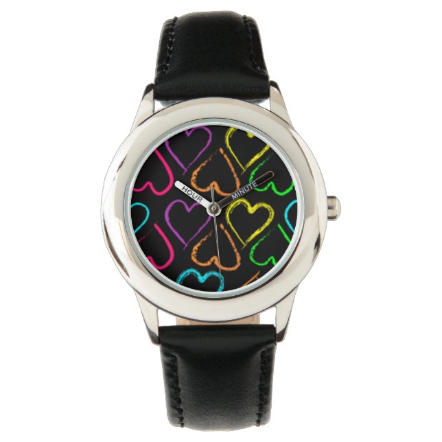 Montre Surveillance des coeurs colorés (devant)