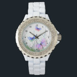 Montre Surveillance des papillons volants<br><div class="desc">Montres avec Spring Joy - Papillons colorés Volant dans la nature Watercolor Peinture Papillon et Fleurs Watch - Personnalisable - ou Choisissez / Ajouter votre texte favori / Couleur - Faites votre cadeau unique - Redimensionnez et déplacez ou ajoutez des éléments avec outil de personnalisation! - Dessin et design par...</div>