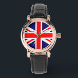 Montre Surveillance du drapeau Union Jack<br><div class="desc">Women's watch with image of the Union Jack Flag in red,  white and blue.</div>