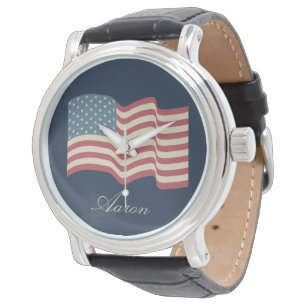 Montre Surveillance personnalisée du drapeau Vintage amér