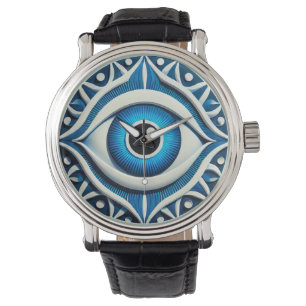 Montre Symbole abstrait de l'œil maléfique bleu