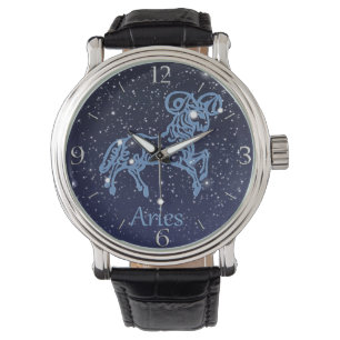 Montre Symbole Aries Constellation et Zodiac avec étoiles