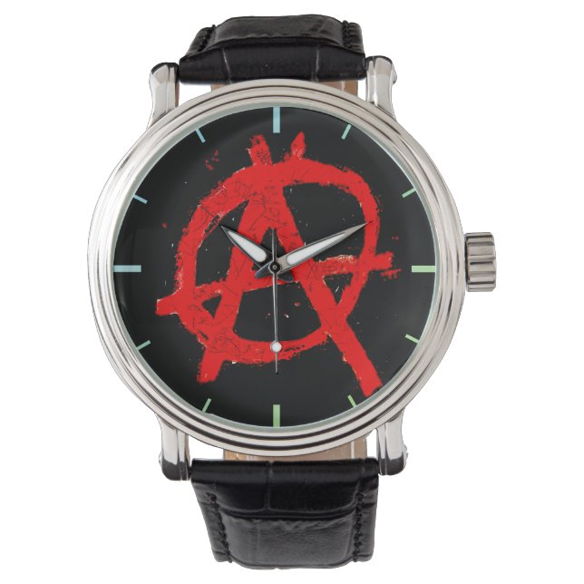 Montre Symbole d'anarchie rouge grungy (devant)