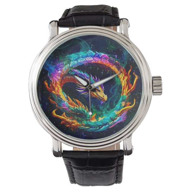 Montre Symbole d'art du dragon Ouroboros (devant)
