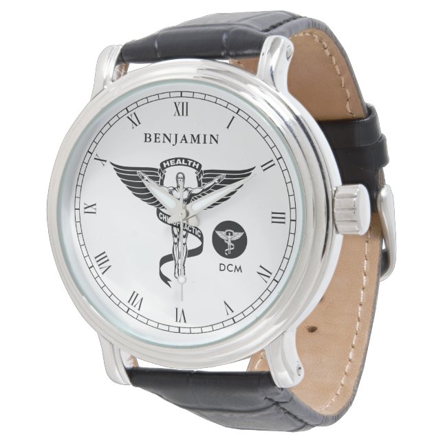 Montre Symbole de la médecine chiropratique | Nom personn (Incliné)