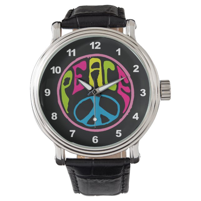 Montre SYMBOLE DE LA PAIX Hippie (devant)