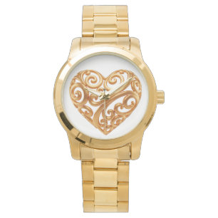 Montre Symbole de l'amour au cœur doré intemporel