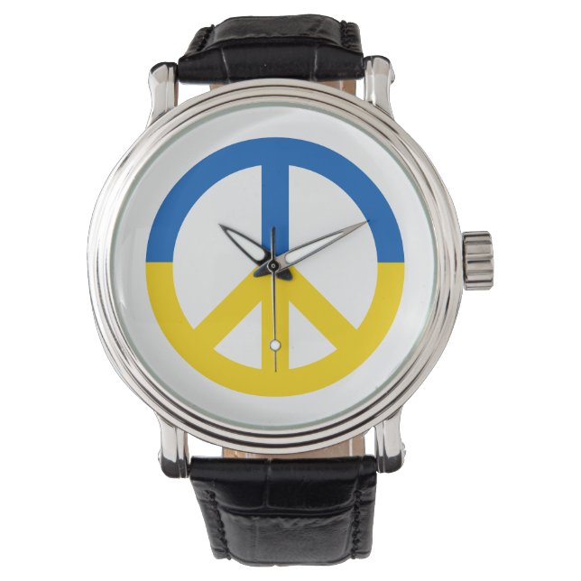 Montre Symbole de paix du drapeau bleu ukrainien (devant)