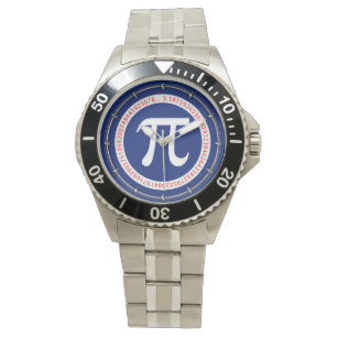 Montre Symbole de pi en cercle sur le bleu marine