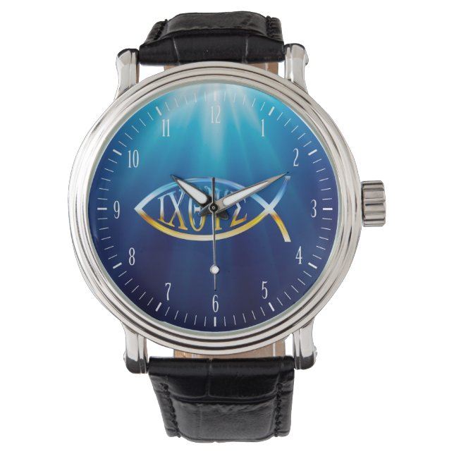 Montre Symbole de poisson chrétien Ichtys | Cadeaux d'ins (devant)