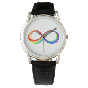 Montre Symbole d'infinité arc-en-ciel stratifié