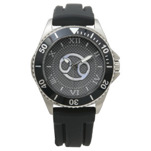Montre Symbole du cancer Zodiaque Charbon Carbone Diode