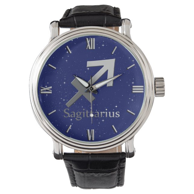 Montre Symbole du zodiaque pour le Sagittaire sur fond bl (devant)