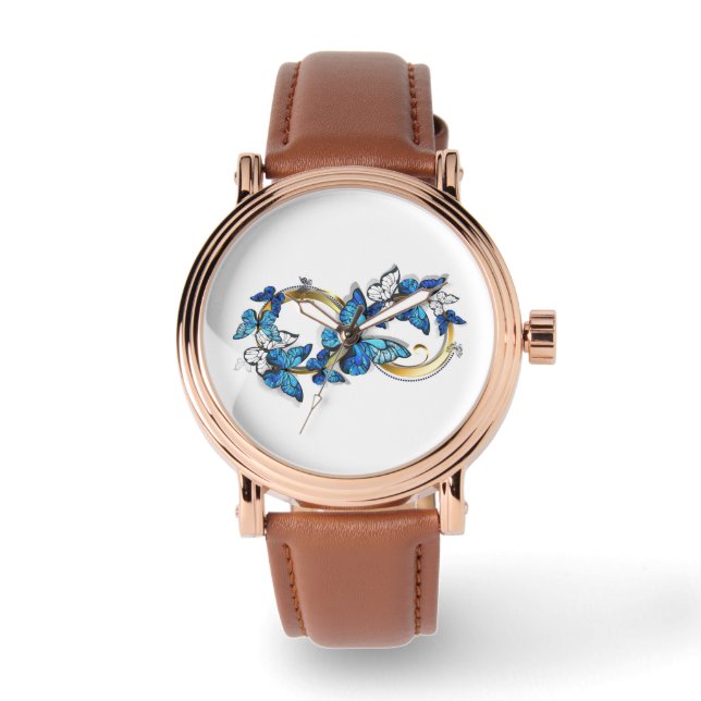 Montre Symbole infini de papillons Morpho bleus (Recto)