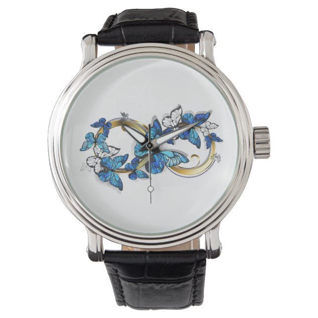 Montre Symbole infini de papillons Morpho bleus (devant)