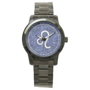 Montre Symbole Leo Zodiac sur la Camo numérique bleu mari