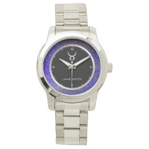 Montre Symbole signe Taurus Zodiac Galaxy Stars Nom perso